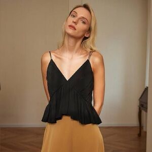 Lily Silk pleated magnolia camisole